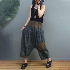 Folk Style Cotton Linen Thai Fisherman Pants Patterned Baggy Harem Pants