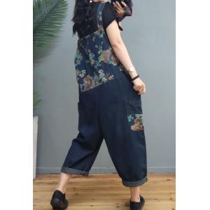 Relax-Fit Printed Summer 90s Overalls Adjustable Straps Jean Dungarees