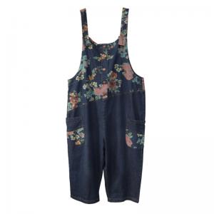 Relax-Fit Printed Summer 90s Overalls Adjustable Straps Jean Dungarees