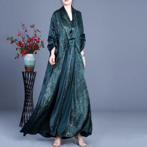Modest Fashion Leopard Maxi Dress Silky Loose Knot Front Dress