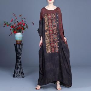 Islamic Style Large Size Paisley Dress Modest Patterned Caftan