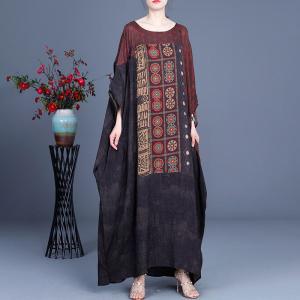 Islamic Style Large Size Paisley Dress Modest Patterned Caftan