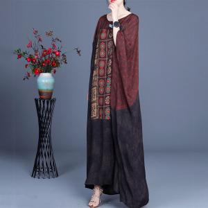 Islamic Style Large Size Paisley Dress Modest Patterned Caftan