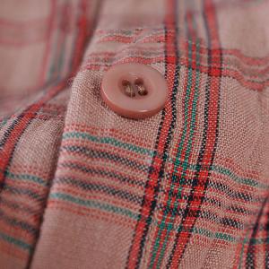 Pink Gingham Check Shirt Plus Size Linen Shirt for Women