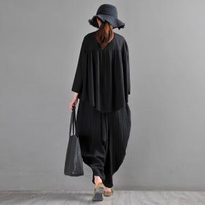 Gipsy Women Black Linen Pants Loose Folk Drop Crotch Pants