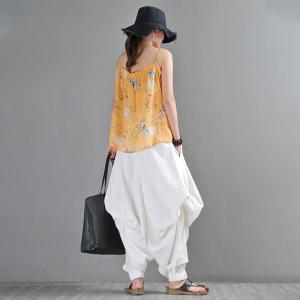 Summer Beach Linen Draped Pants Casual Comfy Balloon Pants