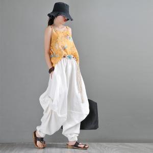 Summer Beach Linen Draped Pants Casual Comfy Balloon Pants