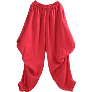 Summer Beach Linen Draped Pants Casual Comfy Balloon Pants