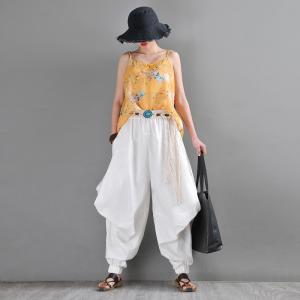 Summer Beach Linen Draped Pants Casual Comfy Balloon Pants