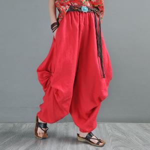 Summer Beach Linen Draped Pants Casual Comfy Balloon Pants