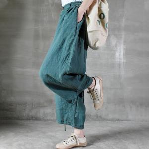 Air-Cool Comfy Linen Pants Drawstring Legs Beach Loose Trousers