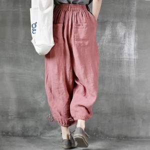 Air-Cool Comfy Linen Pants Drawstring Legs Beach Loose Trousers