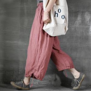 Air-Cool Comfy Linen Pants Drawstring Legs Beach Loose Trousers