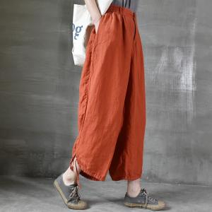 Air-Cool Comfy Linen Pants Drawstring Legs Beach Loose Trousers