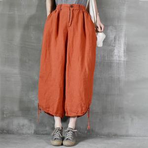 Air-Cool Comfy Linen Pants Drawstring Legs Beach Loose Trousers