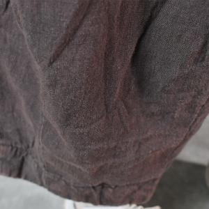 Chinese Buttons Linen Carrot Pants Loose Plain Cruise Wear