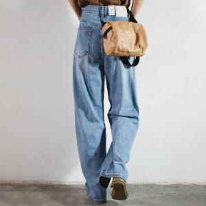 Mid-Wash Blue Floor Length Jeans City-Edgy Straight Leg Jeans