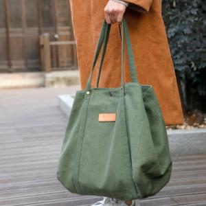 Solid Colors Canvas Minimalist Tote Casual Big Shoulder Bag