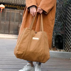 Solid Colors Canvas Minimalist Tote Casual Big Shoulder Bag