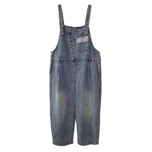 Stone Wash Baggy Korean Overalls Denim Adjustable Straps Salopette