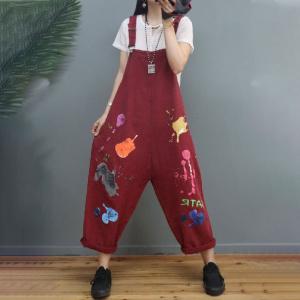 Street Style Graffiti Painted Overalls Large Comfy Gardening Clothes