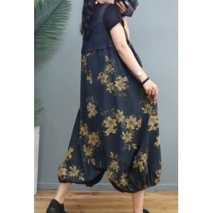 Artistic Printed Plus Size Balloon Pants Printed Denim One-Piece Pants