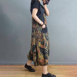 Artistic Printed Plus Size Balloon Pants Printed Denim One-Piece Pants