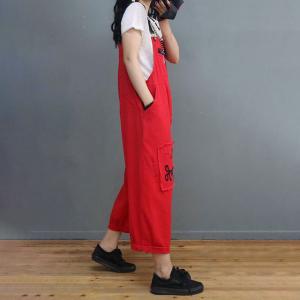 Letter Patchwork Farm Overalls Distressed Adjustable Straps Dungarees