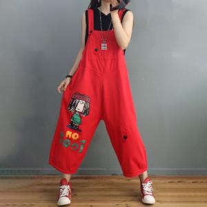 Cartoon Characters 90s Overalls Cotton Denim Large Salopette