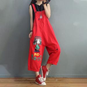 Cartoon Characters 90s Overalls Cotton Denim Large Salopette