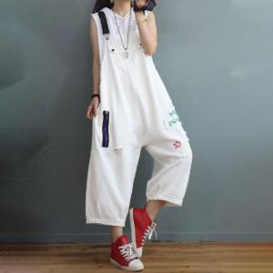 City-Chic Letter Patchwork Baggy Overalls Denim Adjustable Straps Pants