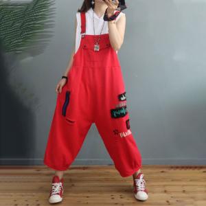 City-Chic Letter Patchwork Baggy Overalls Denim Adjustable Straps Pants