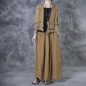Oriental Style Layered Chinese Blouse Crane and Mountain Linen Clothing