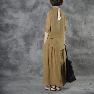 Vintage Embroidered Skirt Loose Linen Gaucho Skirt