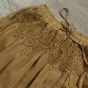 Vintage Embroidered Skirt Loose Linen Gaucho Skirt