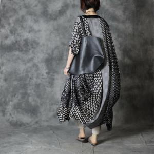 Church Fashion Black Checkered Dress Plus Size Cocoon Caftan
