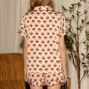 British Style Geometrical Plaids Pajamas Short Sets for Women