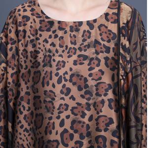 Senior Women Silk Cheetah Dress Plus Size Modest Apparel