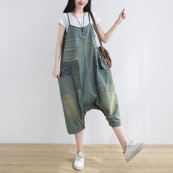 Special Design Denim Culottes Plus Size Denim Jumper Dress