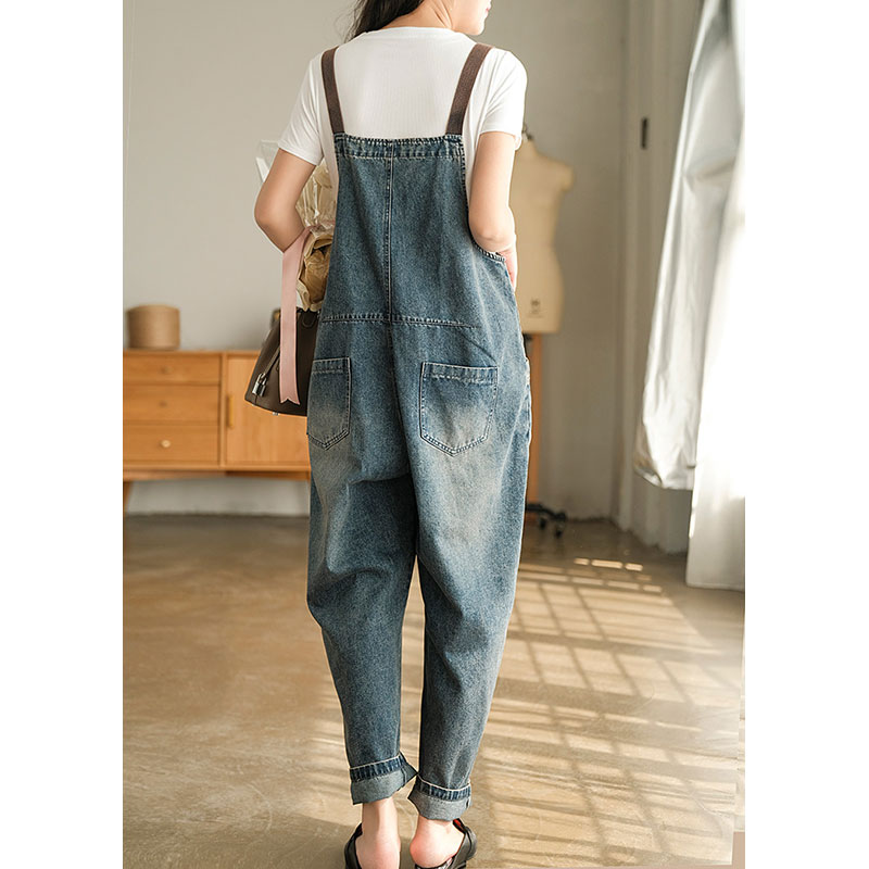 Straight Pockets Baggy Jean Dungarees Stone Wash Adjustable Straps ...