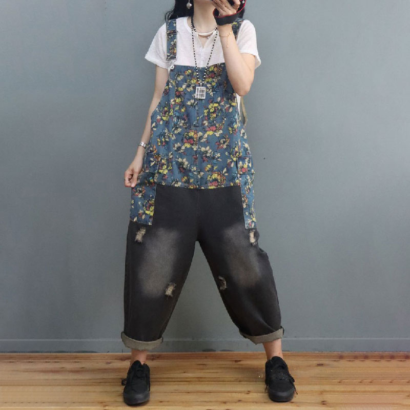 Street Denim Floral Blue Black 90s lucy yak buykud baggy 