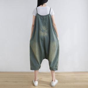 Special Design Denim Culottes Plus Size Denim Jumper Dress