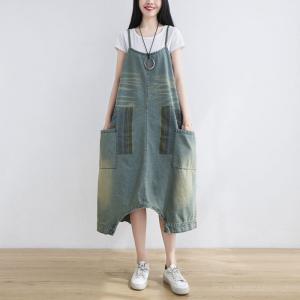 Special Design Denim Culottes Plus Size Denim Jumper Dress