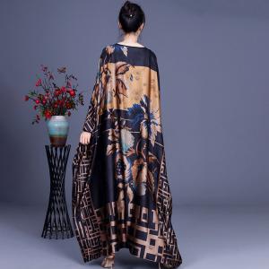 Bat Sleeve Totem Prints Moroccan Dress Plus Size Church Kaftan
