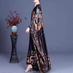 Bat Sleeve Totem Prints Moroccan Dress Plus Size Church Kaftan