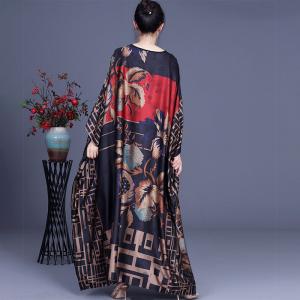 Bat Sleeve Totem Prints Moroccan Dress Plus Size Church Kaftan