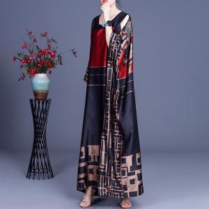 Bat Sleeve Totem Prints Moroccan Dress Plus Size Church Kaftan