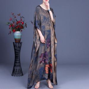 Lily and Peony Printed Plus Size Caftan Over50 Silky Modest Clothing