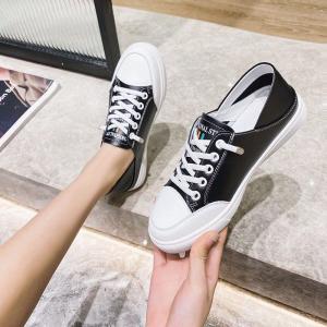 Korean Style Lace Up Low Sneakers Comfy Cowhide Leather Shoes