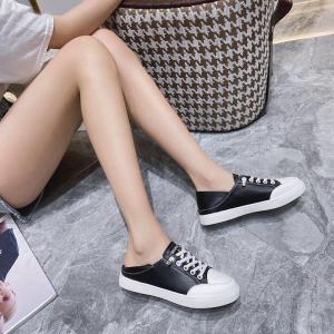 Korean Style Lace Up Low Sneakers Comfy Cowhide Leather Shoes